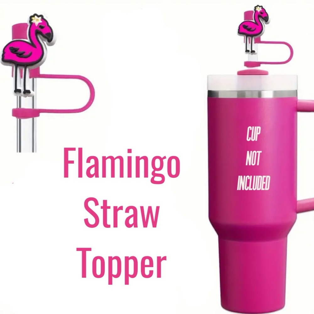 Flamingo Silicone Straw Cover for Tumblers, Reusable, Dustproof Straw Ca…